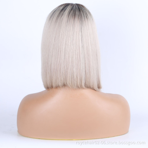 Ombre Grey Lace Bob Wigs 100% Human Hair, Brazilian Remy Hair Grey Color Lace Frontal Wig, Silver Grey Human Hair Lace Wigs